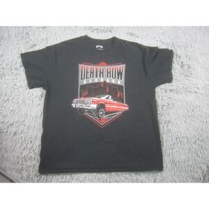 Death Row Records Shirt Large Black Graphic Print Low Rider Record Label Logo